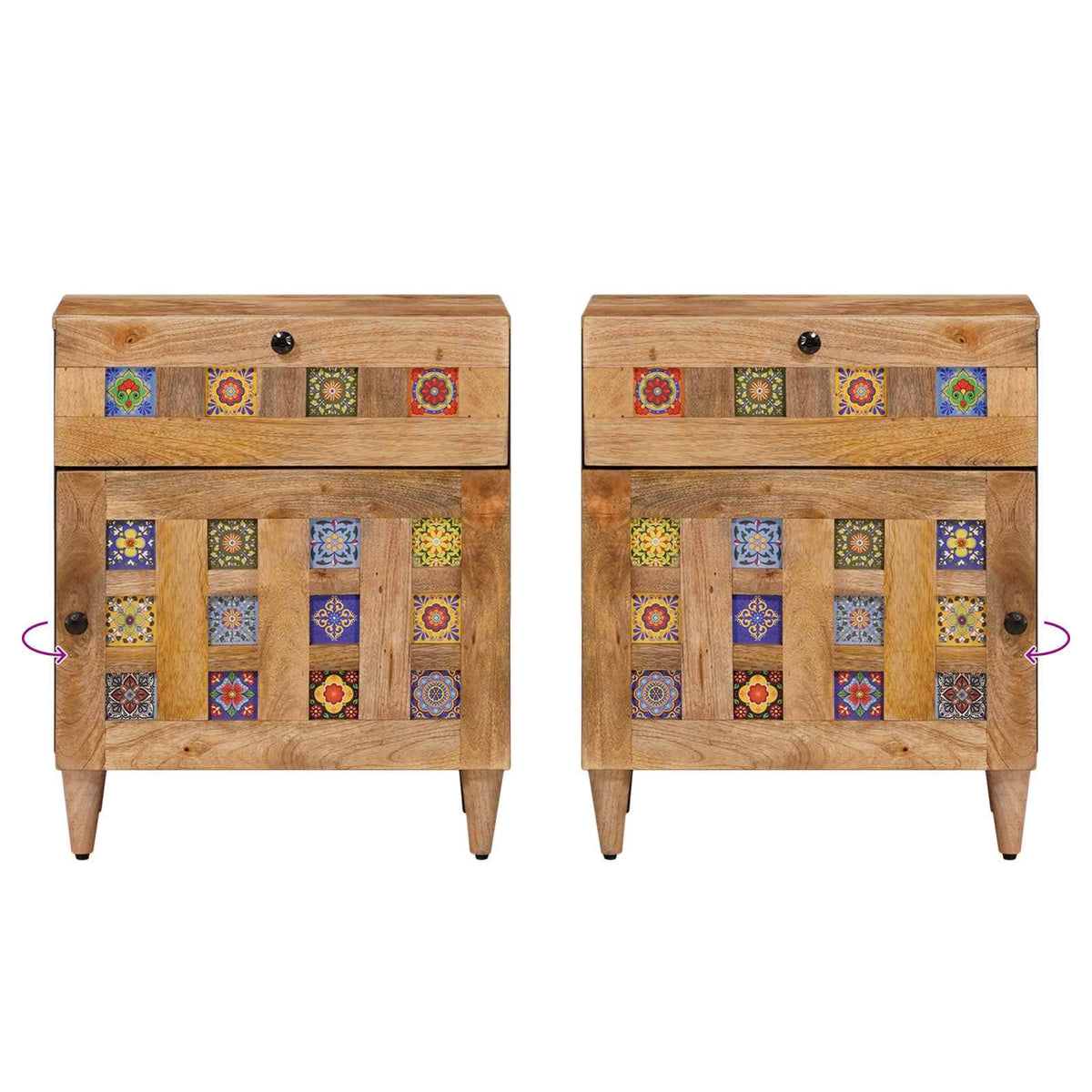 Bedside Cabinet Natural 50 x 33 x 60 cm Solid Mango Wood