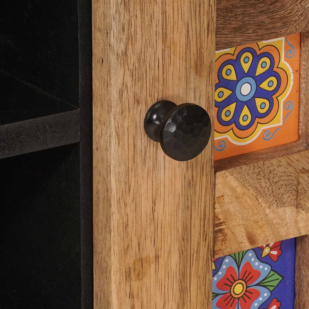 TV Cabinet with Door Natural 80 x 33 x 46 cm Solid Mango Wood