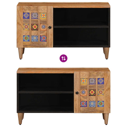 TV Cabinet with Door Natural 80 x 33 x 46 cm Solid Mango Wood