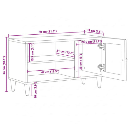TV Cabinet with Door Natural 80 x 33 x 46 cm Solid Mango Wood