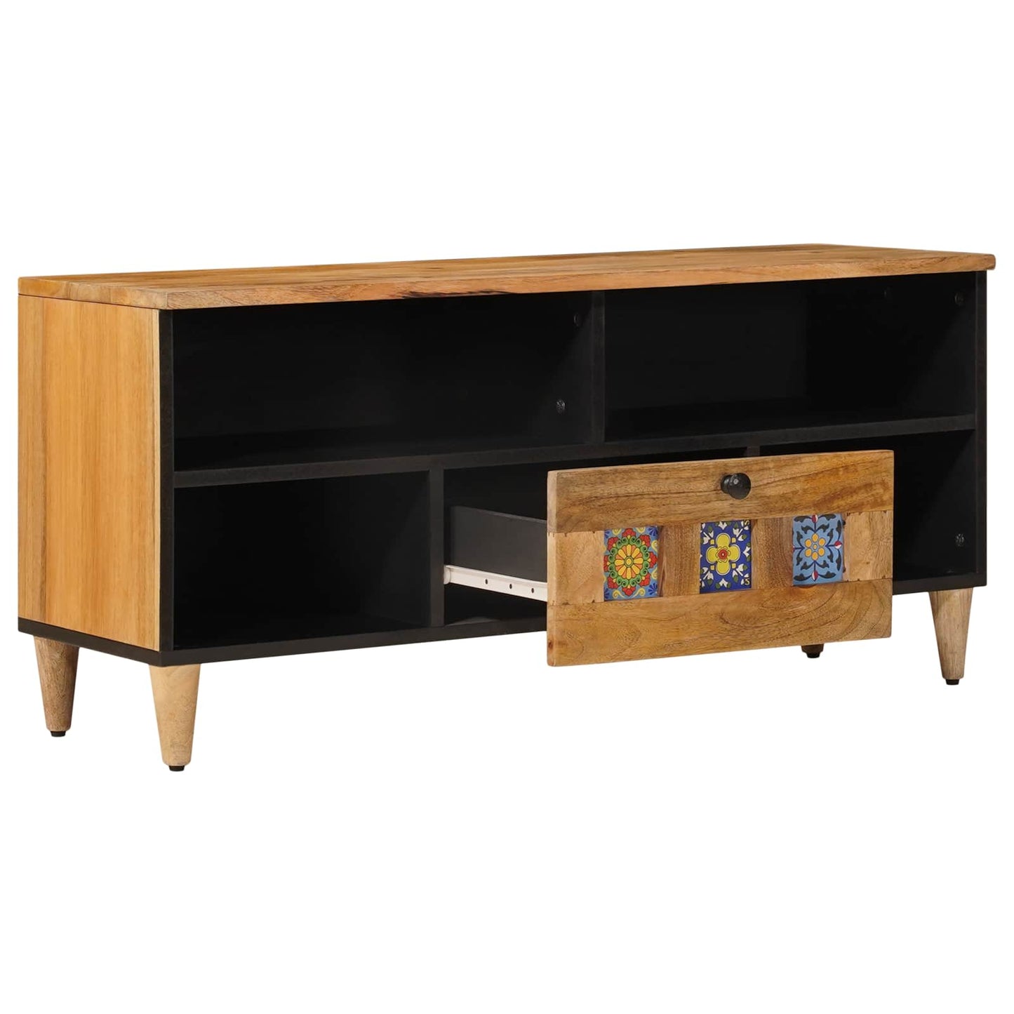 TV Cabinet with Shelf Natural 100 x 33 x 46 cm Solid Mango Wood