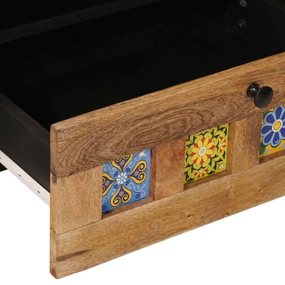TV Cabinet with Drawer Natural 80 x 33 x 46 cm Solid Mango Wood