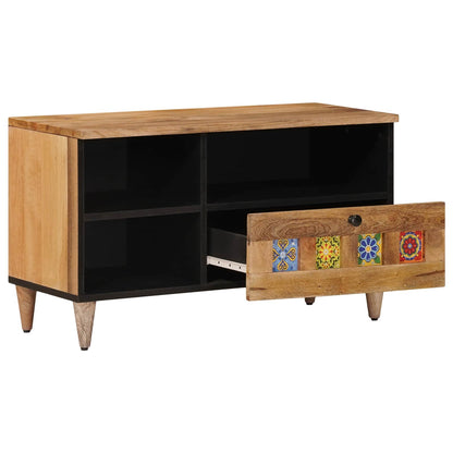 TV Cabinet with Drawer Natural 80 x 33 x 46 cm Solid Mango Wood