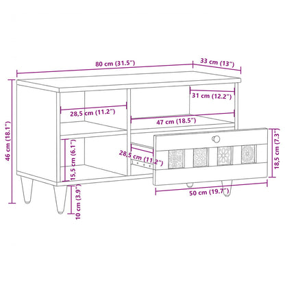 TV Cabinet with Drawer Natural 80 x 33 x 46 cm Solid Mango Wood