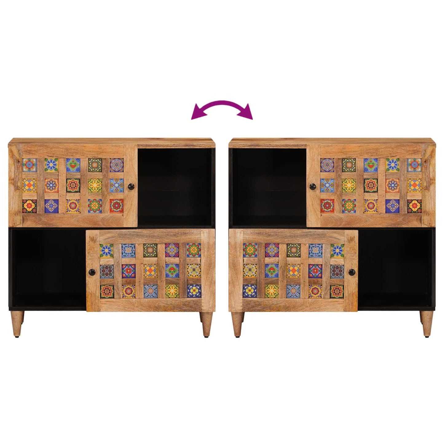 Sideboard with Storage Natural 80 x 33 x 75 cm Solid Mango Wood