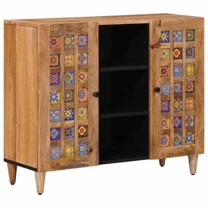Sideboard with Shelf Natural 90 x 33 x 75 cm Solid Mango Wood
