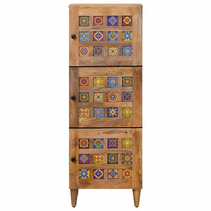 Highboard with Door Natural 40 x 33 x 110 cm Solid Mango Wood