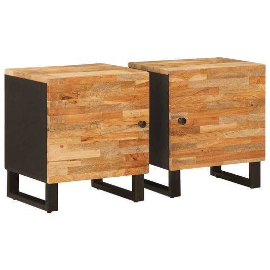 Bedside Cabinet 2 pcs Brown 40 x 33 x 46 cm Solid Mango Wood