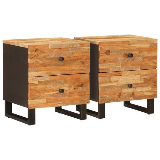 Bedside Cabinet 2 pcs Brown 40 x 33 x 46 cm Solid Mango Wood