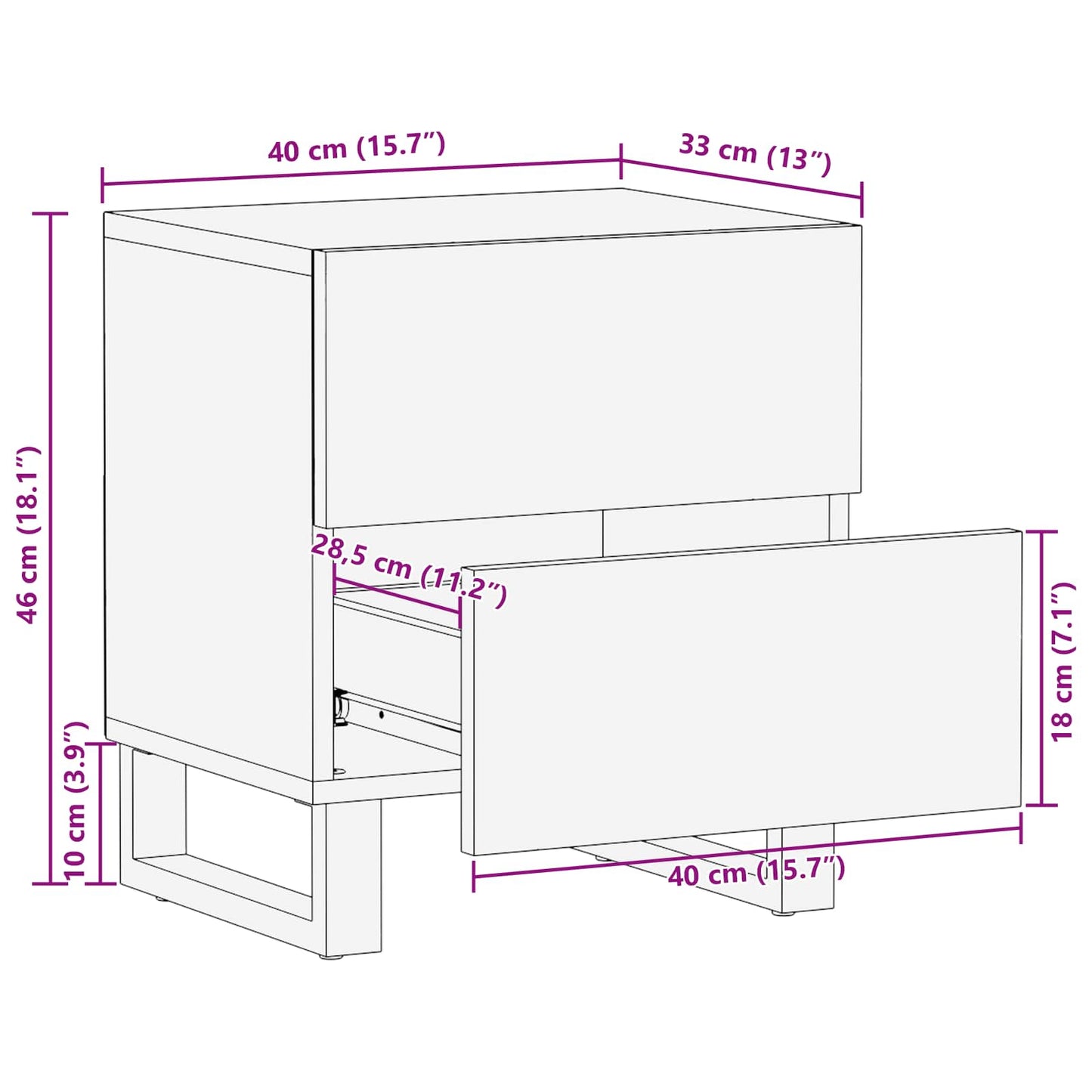 Bedside Cabinet 2 pcs Brown 40 x 33 x 46 cm Solid Mango Wood