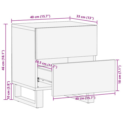Bedside Cabinet 2 pcs Brown 40 x 33 x 46 cm Solid Mango Wood