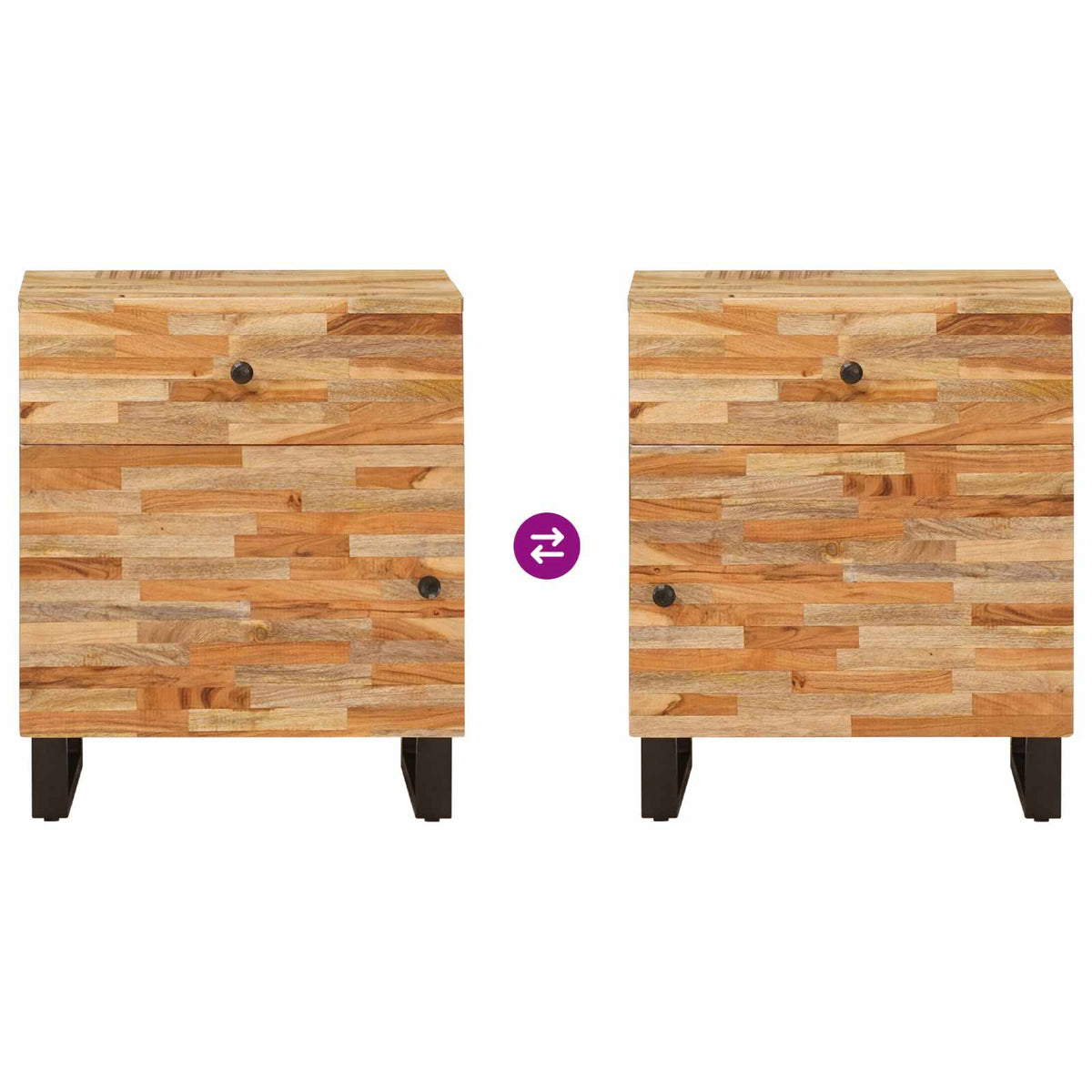 Bed cabinet Brown 50 x 33 x 60 cm Solid Mango Wood