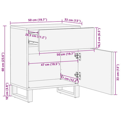 Bed cabinet with Drawer Brown 50 x 33 x 60 cm Solid Mango Wood