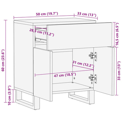 Bed cabinet with Drawer Brown 50 x 33 x 60 cm Solid Mango Wood