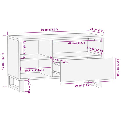TV Cabinet with Drawer Brown 80 x 33 x 46 cm Solid Mango Wood