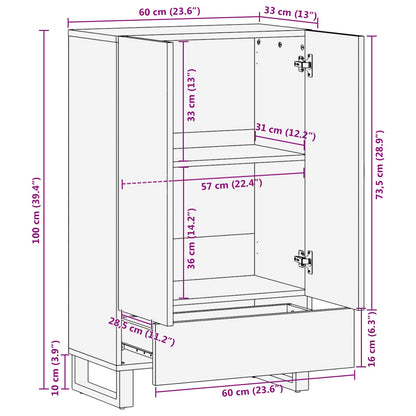 Storage Highboard Brown 60 x 33 x 100 cm Solid Mango Wood