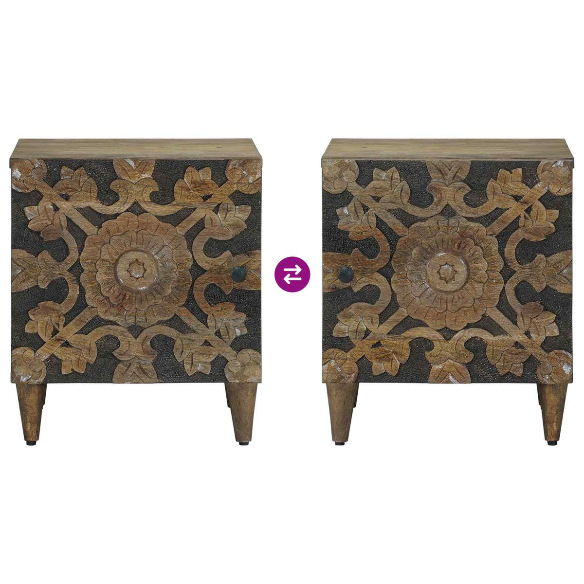 Bedside Cabinet Brown 40 x 33.5 x 46 cm Solid Mango Wood