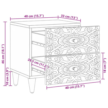 Bedside Cabinet Brown 40 x 33.5 x 46 cm Solid Mango Wood