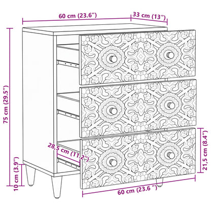 Storage Sideboard Brown 60 x 33.5 x 75 cm Solid Mango Wood