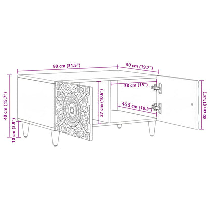 Coffee Table Brown 80 x 50 x 40 cm Solid Mango Wood