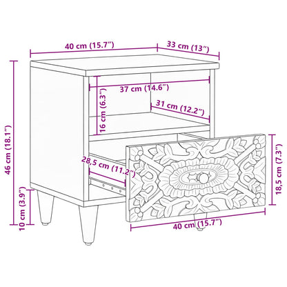 Bed cabinet with Drawer Brown 40 x 33 x 46 cm Solid Mango Wood