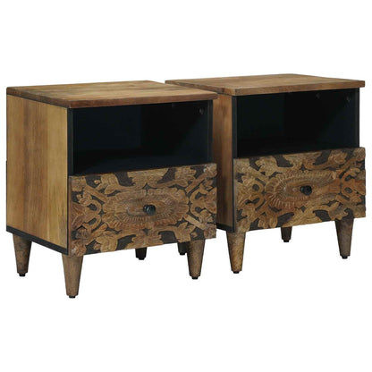 Bed cabinet 2 pcs Brown 40 x 33 x 46 cm Solid Mango Wood