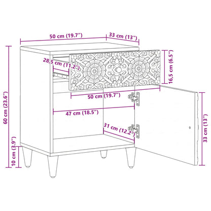 Bed cabinet with Drawer Brown 50 x 33 x 60 cm Solid Mango Wood