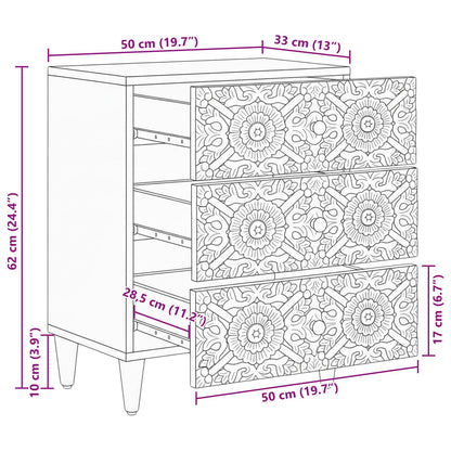 Bed cabinet with Drawer Brown 50 x 33 x 60 cm Solid Mango Wood