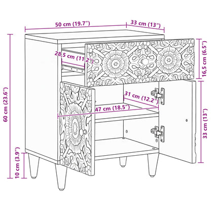 Bed cabinet with Drawer Brown 50 x 33 x 60 cm Solid Mango Wood