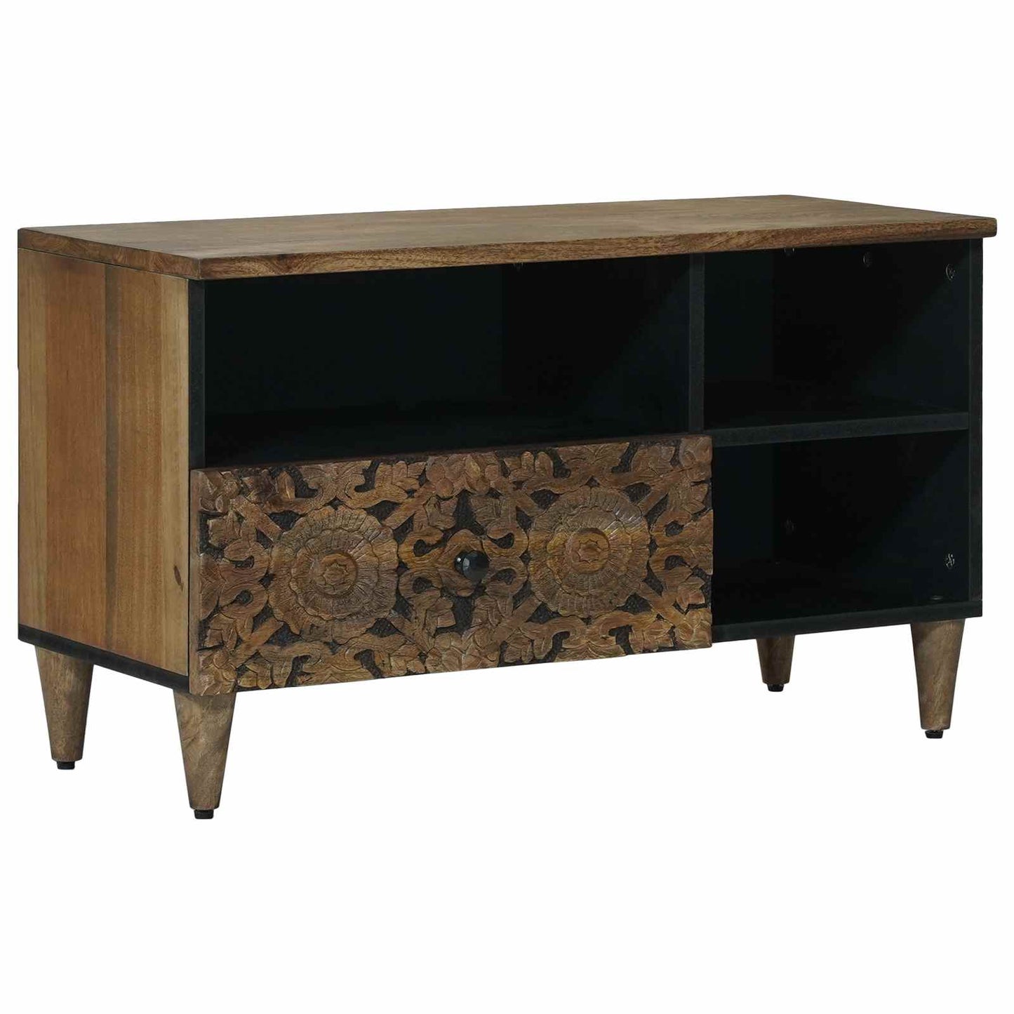 TV Cabinet with Drawer Brown 80 x 33.5 x 46 cm Solid Mango Wood