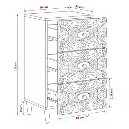 Sideboard Brown 40 x 33.5 x 75 cm Solid Mango Wood