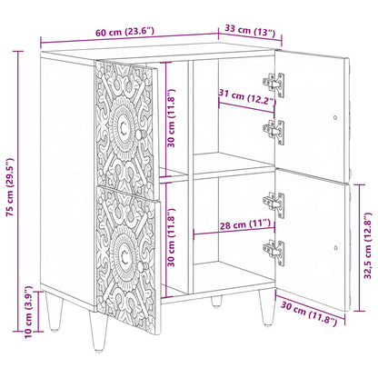 Sideboard with Storage Brown 60 x 33.5 x 75 cm Solid Mango Wood