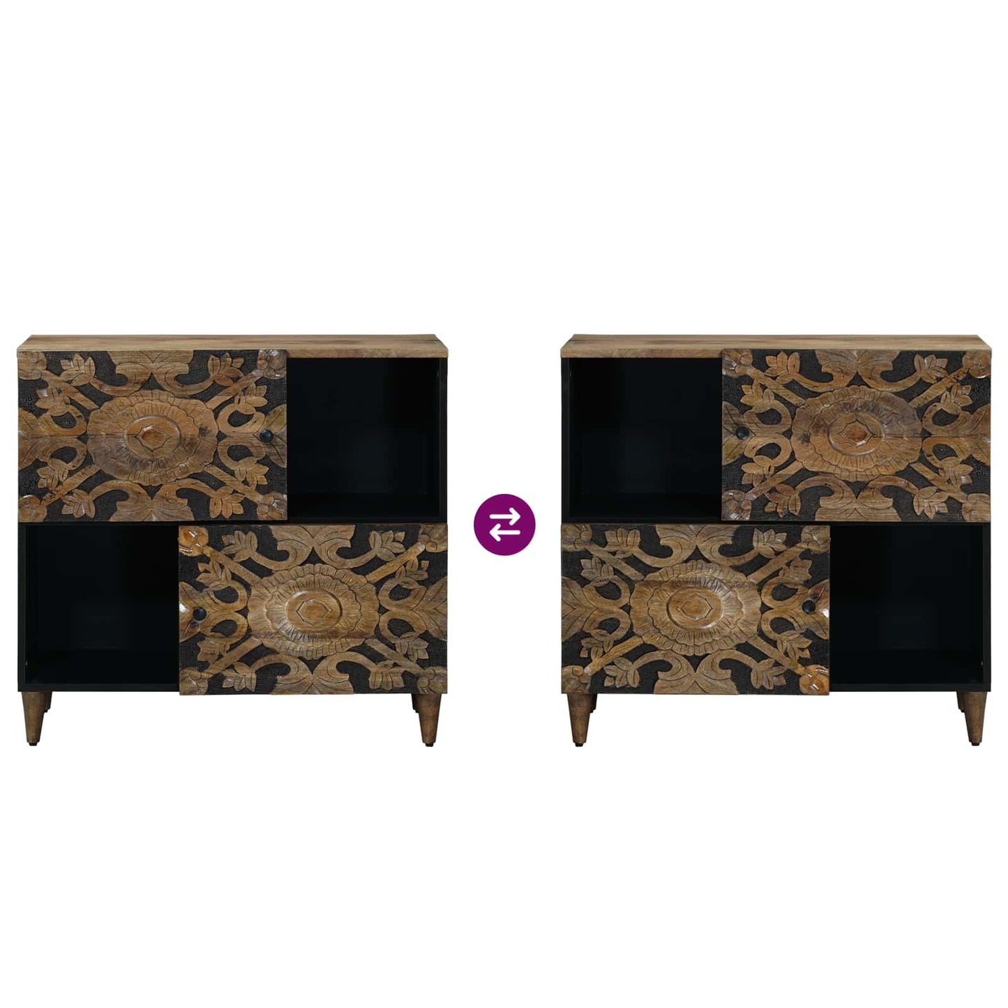 Sideboard with Storage Brown 80 x 33.5 x 75 cm Solid Mango Wood
