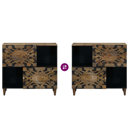 Sideboard with Storage Brown 80 x 33.5 x 75 cm Solid Mango Wood