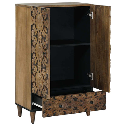 High Board with Shelf Brown 60 x 33.5 x 100 cm Solid Mango Wood