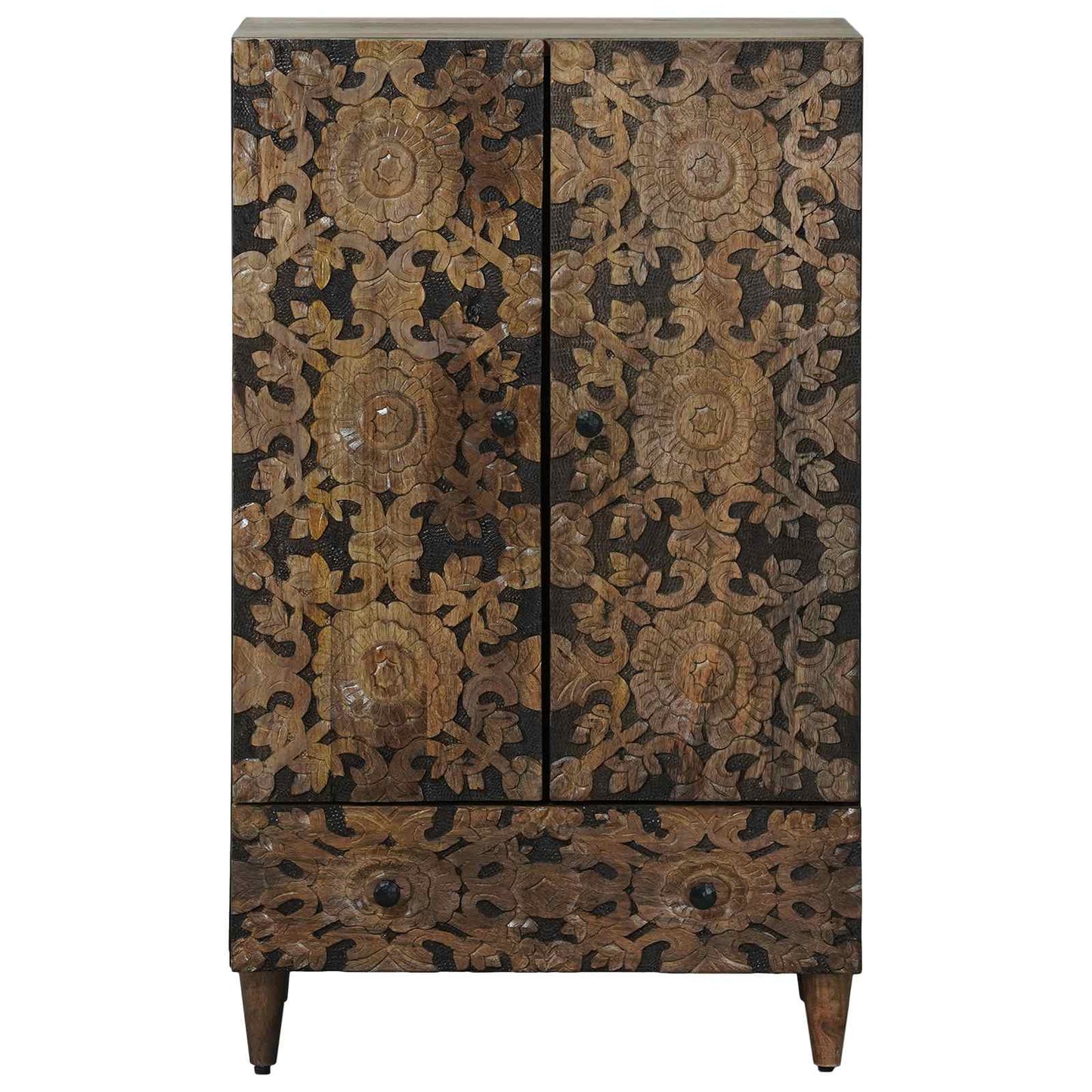 High Board with Shelf Brown 60 x 33.5 x 100 cm Solid Mango Wood