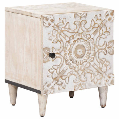 Bedside Cabinet White 40 x 33.5 x 46 cm Solid Mango Wood