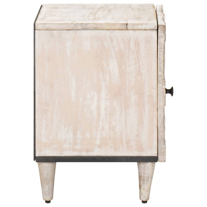 Bedside Cabinet White 40 x 33.5 x 46 cm Solid Mango Wood
