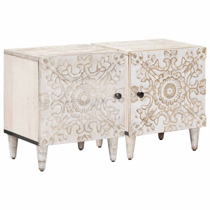 Bedside Cabinet 2 pcs White 40 x 33.5 x 46 cm Solid Mango Wood