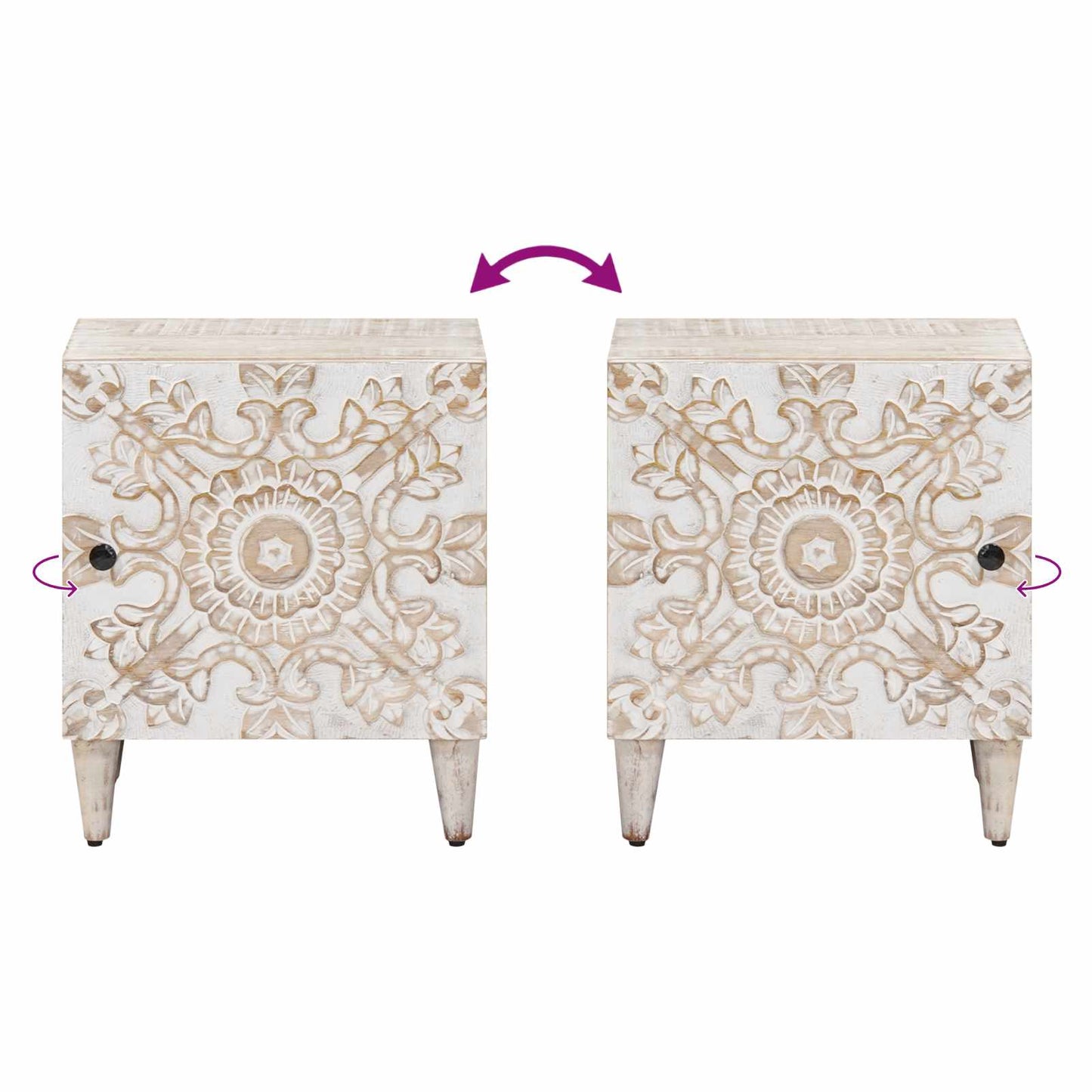 Bedside Cabinet 2 pcs White 40 x 33.5 x 46 cm Solid Mango Wood