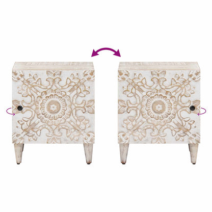 Bedside Cabinet 2 pcs White 40 x 33.5 x 46 cm Solid Mango Wood
