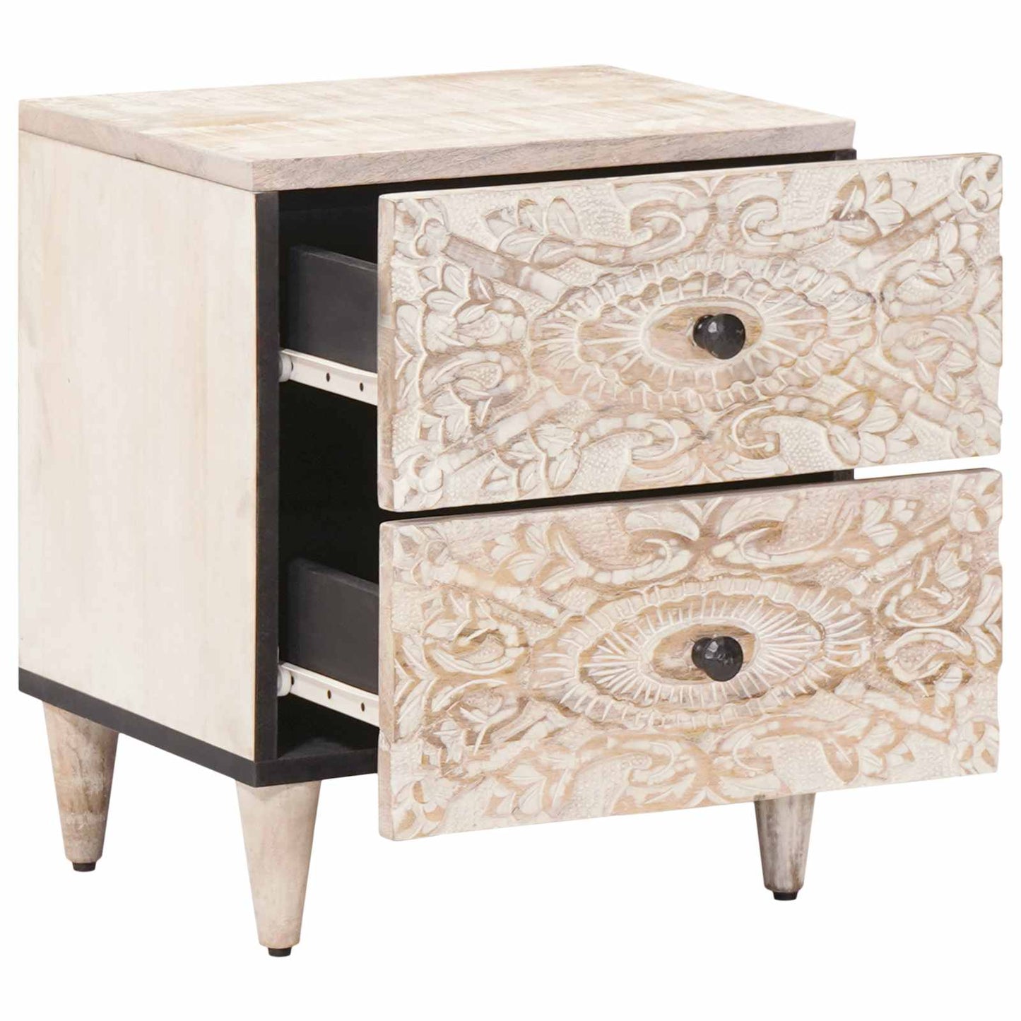 Bedside Cabinet 2 pcs White 40 x 33.5 x 46 cm Solid Mango Wood