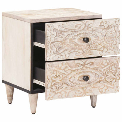 Bedside Cabinet 2 pcs White 40 x 33.5 x 46 cm Solid Mango Wood