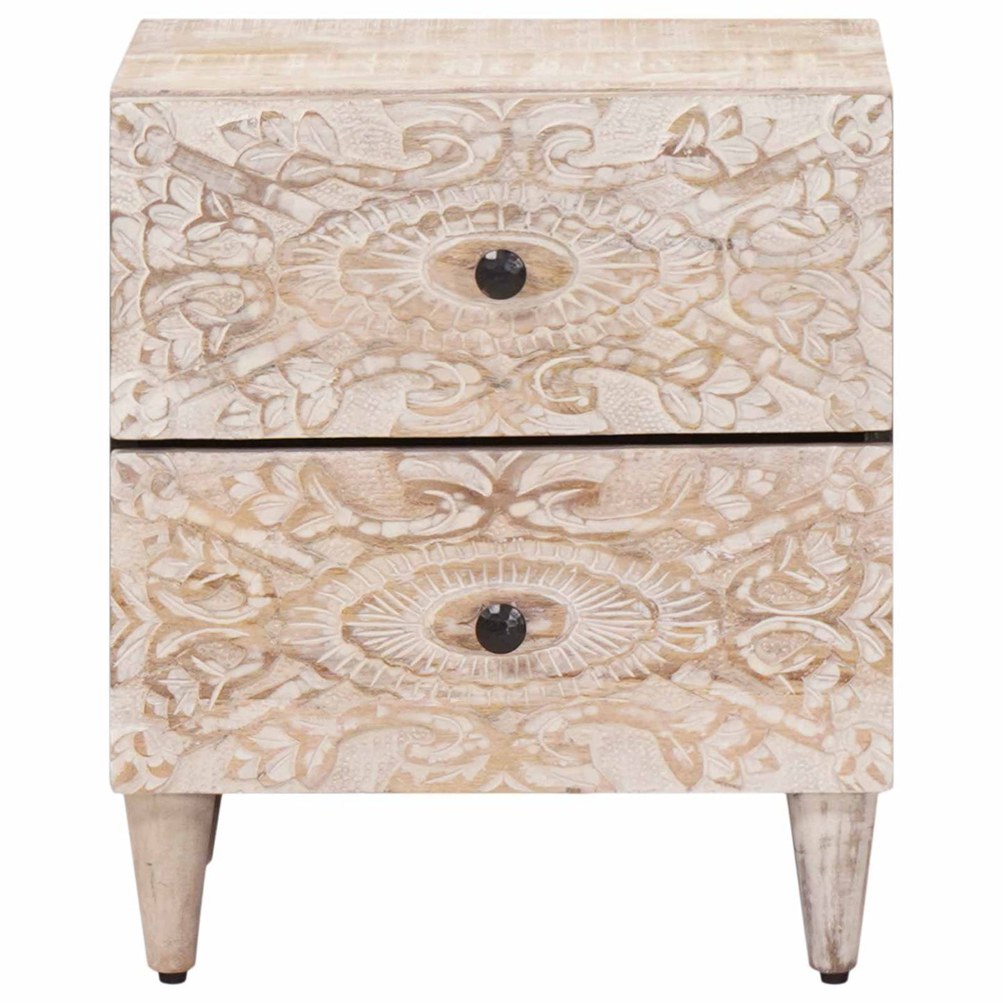 Bedside Cabinet 2 pcs White 40 x 33.5 x 46 cm Solid Mango Wood