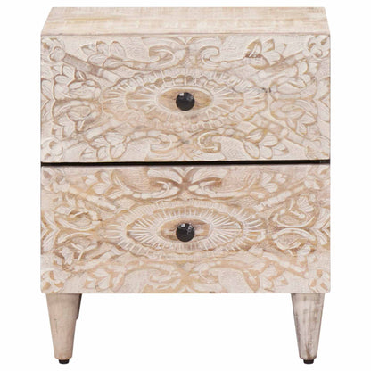 Bedside Cabinet 2 pcs White 40 x 33.5 x 46 cm Solid Mango Wood