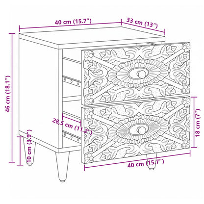 Bedside Cabinet 2 pcs White 40 x 33.5 x 46 cm Solid Mango Wood
