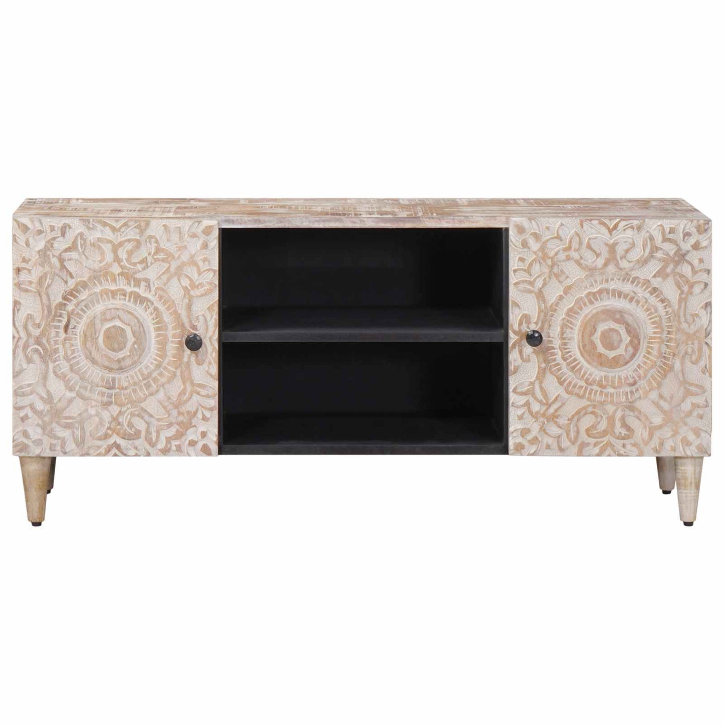 TV Cabinet White 105 x 33.5 x 46 cm Solid Mango Wood
