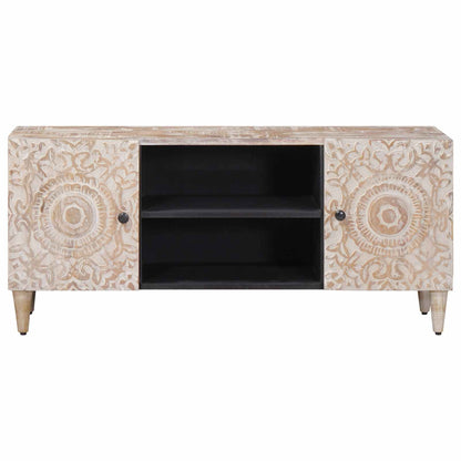 TV Cabinet White 105 x 33.5 x 46 cm Solid Mango Wood