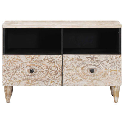 TV Cabinet White 70 x 33.5 x 46 cm Solid Mango Wood