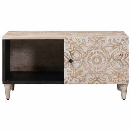 Coffee Table White 80 x 50 x 40 cm Solid Mango Wood